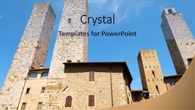  Presentation with medieval - Presentation theme enhanced with feudalism - famous towers at the medieval background and a light blue colored foreground