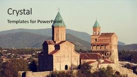  Presentation with kakheti - Amazing presentation theme having feudalism - gremi citadel and church backdrop and a light gray colored foreground