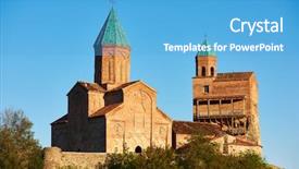  Presentation with kakheti - Audience pleasing theme consisting of feudalism - gremi orthodox monastery and church backdrop and a teal colored foreground
