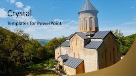  Presentation with qrs complex ecg - PPT layouts featuring feudalism - kintsvisi church and monastery complex background and a  colored foreground