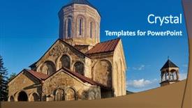  Presentation with ancient egypt temple of hatshepsut - Presentation design with feudalism - nicortsminda ancient temple church complex background and a ocean colored foreground