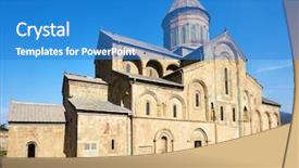  Presentation with christian church - Amazing PPT layouts having feudalism - svetitskhoveli christian orthodox cathedral church backdrop and a teal colored foreground
