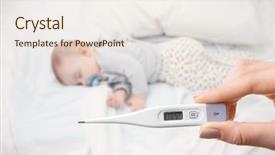  Presentation with fever - Slides enhanced with fever - loving baby sleeping on soft background and a sky blue colored foreground