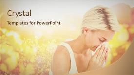  Presentation with nose - Slide set featuring fever - sick woman blowing her nose background and a lemonade colored foreground