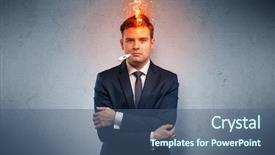  Presentation with fever - Presentation featuring fever businessman with burning head background and a ocean colored foreground