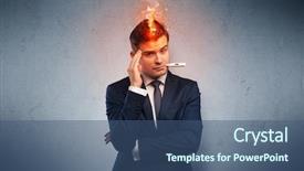  Presentation with medical fever - Presentation theme featuring medical fire - fever businessman with burning head background and a ocean colored foreground