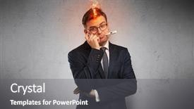  Presentation with medical fever - PPT layouts enhanced with medical fire - fever businessman with burning head background and a gray colored foreground