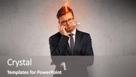  Presentation with medical fever - Audience pleasing PPT theme consisting of medical fire - fever businessman with burning head backdrop and a gray colored foreground