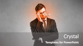  Presentation with medical fever - Slide set consisting of medical fire - fever businessman with burning red background and a gray colored foreground