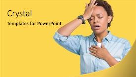  Presentation with african american couples in the mountains - PPT theme consisting of fever flu and cold virus background and a yellow colored foreground
