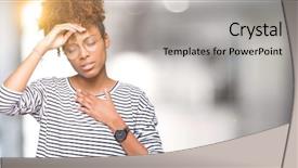  Presentation with african american presenter - Slide deck consisting of fever flu and cold virus background and a light gray colored foreground