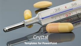  Presentation with fever - Colorful PPT theme enhanced with fever thermometer and tablets backdrop and a gray colored foreground