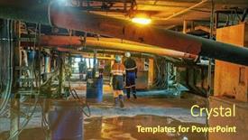  Presentation with industrial workers - Cool new PPT theme with few-african-workers-walking-underground backdrop and a tawny brown colored foreground