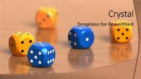  Presentation with probability - Amazing presentation design having few color dice cubes backdrop and a coral colored foreground