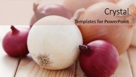  Presentation with red onion - Colorful PPT layouts enhanced with few different onions - fruits backdrop and a  colored foreground