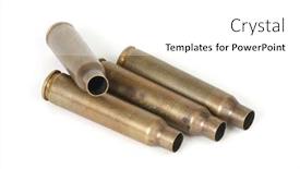  Presentation with empty - PPT theme having few empty bullet cartridges background and a white colored foreground