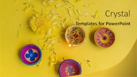  Presentation with bright yellow - Amazing presentation design having few-hand-painted-earthen-diwali backdrop and a yellow colored foreground
