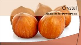  Presentation with hazelnuts - Cool new presentation theme with few hazelnuts isolated on white background backdrop and a coral colored foreground