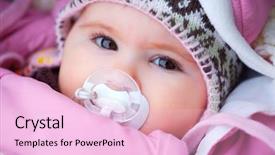  Presentation with old clothes - Beautiful PPT theme featuring few months old baby outdoor in warm clothes in a cold winter day backdrop and a lemonade colored foreground