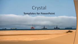  Presentation with ocean ship - PPT theme featuring few-oilrigs-and-ships background and a light blue colored foreground