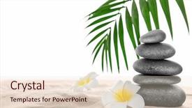  Presentation with plumeria - Slide deck having few spa stones with plumeria background and a lemonade colored foreground