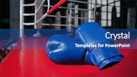  Presentation with boxing ring - Beautiful PPT theme featuring fhone - boxing gloves on ring backdrop and a ocean colored foreground