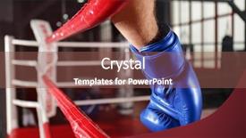  Presentation with fight two boxer boxing - Beautiful PPT layouts featuring fhone - hand of young professional boxer backdrop and a violet colored foreground