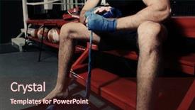  Presentation with boxer - Slide set having fhone - male boxer applying hand wraps background and a  colored foreground