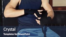  Presentation with fight two boxer boxing - Presentation design enhanced with fhone - male boxer applying hand wraps background and a  colored foreground