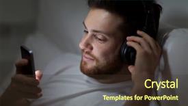  Presentation with internet communication - Colorful presentation design enhanced with fhone - technology internet communication and people backdrop and a tawny brown colored foreground