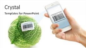  Presentation with barcode - Colorful PPT theme enhanced with fhone - woman using application for scanning backdrop and a white colored foreground