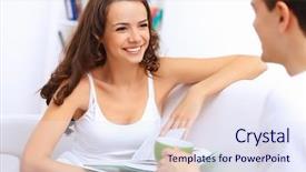  Presentation with hone - Theme enhanced with fhone - young happy couple at hone background and a sky blue colored foreground