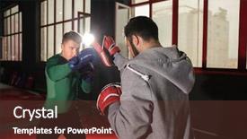  Presentation with professional training - Slide set enhanced with fhone - young professional boxers training background and a tawny brown colored foreground