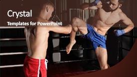  Presentation with professional training - Presentation theme consisting of fhone - young professional kickboxers training background and a  colored foreground