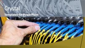  Presentation with servers - Cool new presentation theme with fiber cables connected to serve backdrop and a  colored foreground