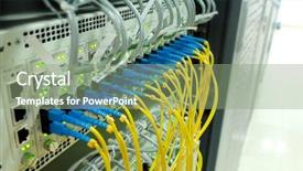  Presentation with datacenter - Audience pleasing presentation theme consisting of fiber cables connected to serve backdrop and a  colored foreground