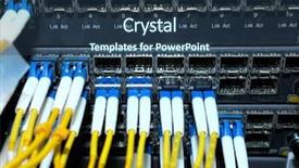 Presentation with datacenter - Presentation theme featuring fiber cables connected to serve background and a  colored foreground