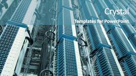  Presentation with datacenter - Colorful presentation theme enhanced with fiber cables connected to servers backdrop and a teal colored foreground