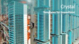  Presentation with datacenter - Beautiful presentation featuring fiber cables connected to servers backdrop and a  colored foreground