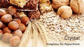  Presentation with fiber foods - Audience pleasing PPT theme consisting of fiber foods - delicious and healthy granola bars backdrop and a lemonade colored foreground