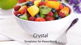  Presentation with delicious cakes pastry fruit - Cool new slides with fiber foods - delicious fruits salad in plate backdrop and a  colored foreground