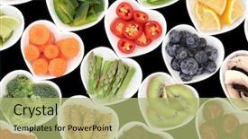  Presentation with fruit - Cool new slide deck with fiber foods - superfood fruit and vegetable selection backdrop and a mint green colored foreground