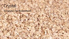  Presentation with texture - Theme with fiber foods - uncoocked rolled oats as texture background and a coral colored foreground