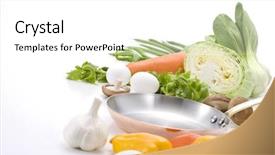  Presentation with fiber foods - Colorful slide deck enhanced with fiber foods - vegetable and pan backdrop and a white colored foreground