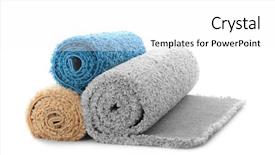  Presentation with carpet - Slide set consisting of fiber home - rolled colorful carpet on white background and a white colored foreground