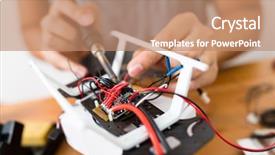  Presentation with fiber - Beautiful PPT theme featuring fiber installation - connecting the wire of drone backdrop and a  colored foreground