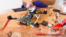  Presentation with connecting - Cool new PPT layouts with fiber installation - connecting the wire of flying backdrop and a  colored foreground