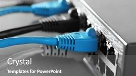  Presentation with ethernet - Slides enhanced with fiber installation - ethernet cables connected to network background and a gray colored foreground