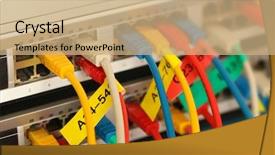  Presentation with ethernet - Presentation enhanced with fiber installation - ethernet cables connected to network background and a coral colored foreground