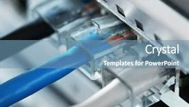  Presentation with ethernet - Slides featuring fiber installation - ethernet cables connected to network background and a  colored foreground